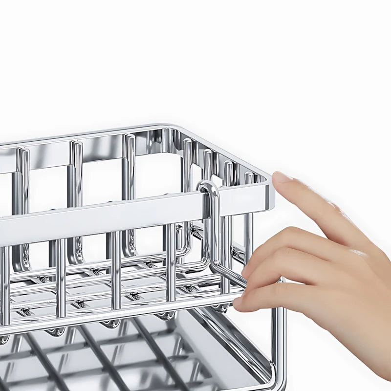 Over Sink Kitchen Organizer | Faucet Mounted Sponge Holder & Drying Rack | Stainless Steel Sink Caddy for Brushes and Cleaning Tools