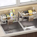 Over Sink Kitchen Organizer | Faucet Mounted Sponge Holder & Drying Rack | Stainless Steel Sink Caddy for Brushes and Cleaning Tools
