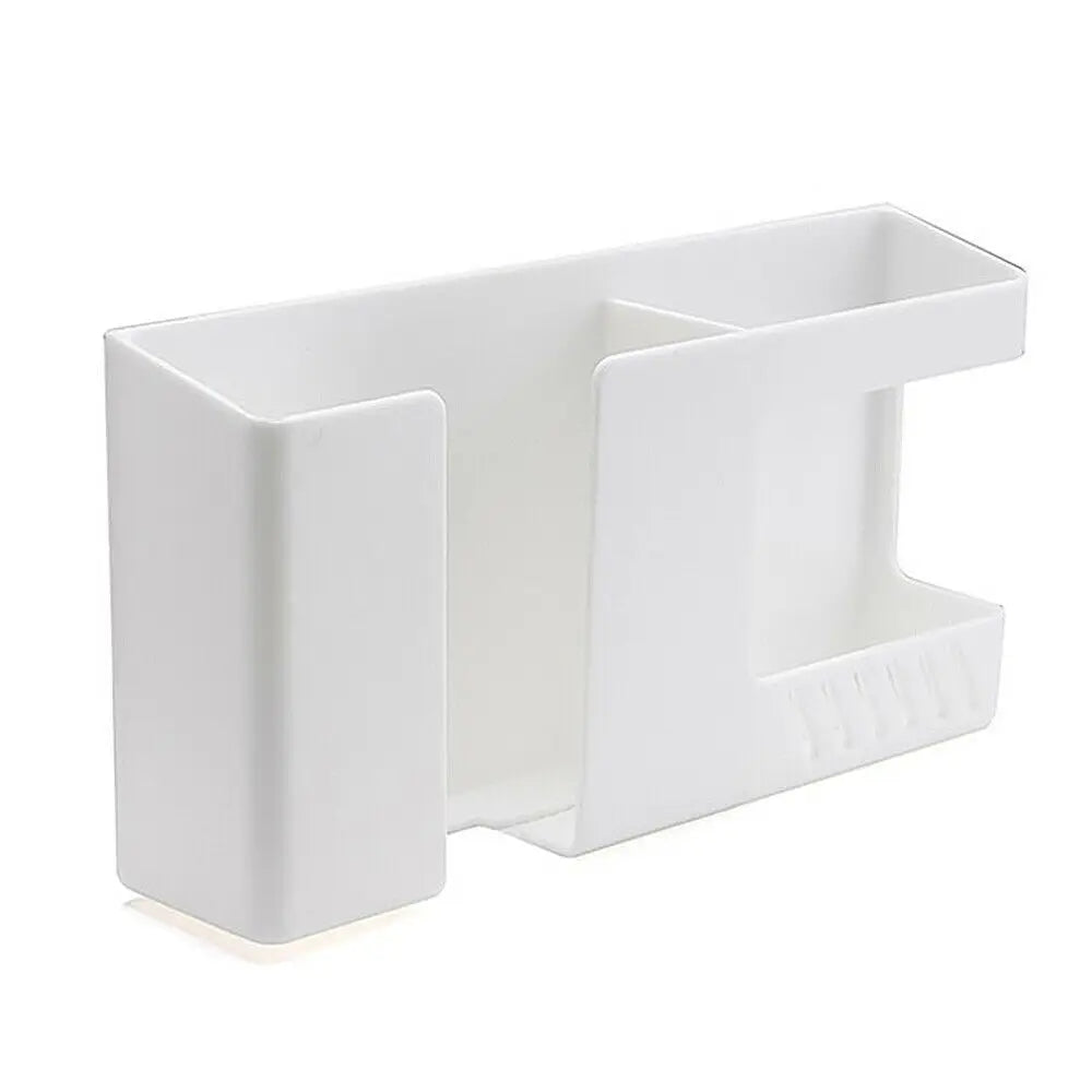 Wall Mounted Remote & Phone Holder | Self-Adhesive Charging Station Organizer | Storage Box for Remote Controls and Phone Charging