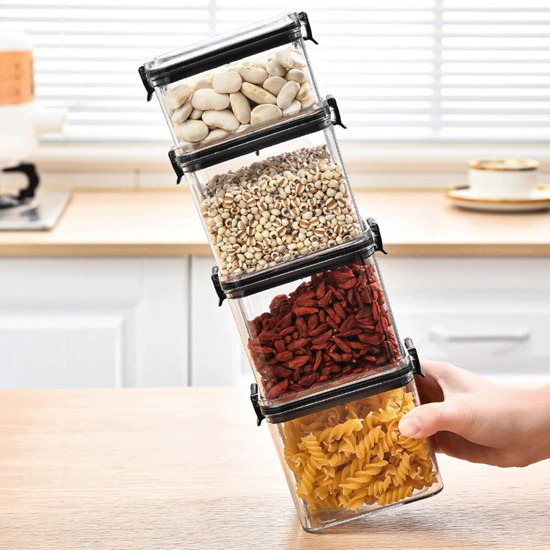 1-5PCS Airtight Food Storage Containers | Moisture-Proof Kitchen Storage Jars | Stackable Pantry Organizer | Clear Plastic Food Storage Containers