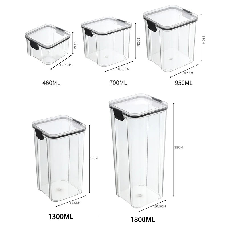 1-5PCS Airtight Food Storage Containers | Moisture-Proof Kitchen Storage Jars | Stackable Pantry Organizer | Clear Plastic Food Storage Containers