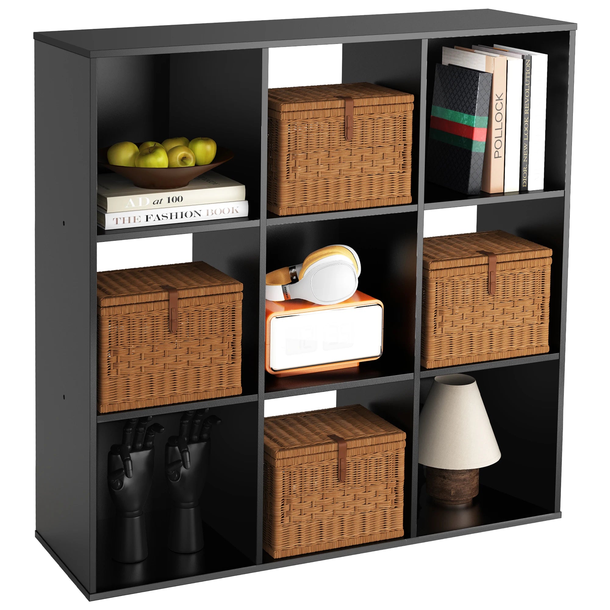 6, 8, or 9-Cube Storage Organizer Bookcase | Wooden Cubby Shelf for Living Room, Home Office & Display Storage