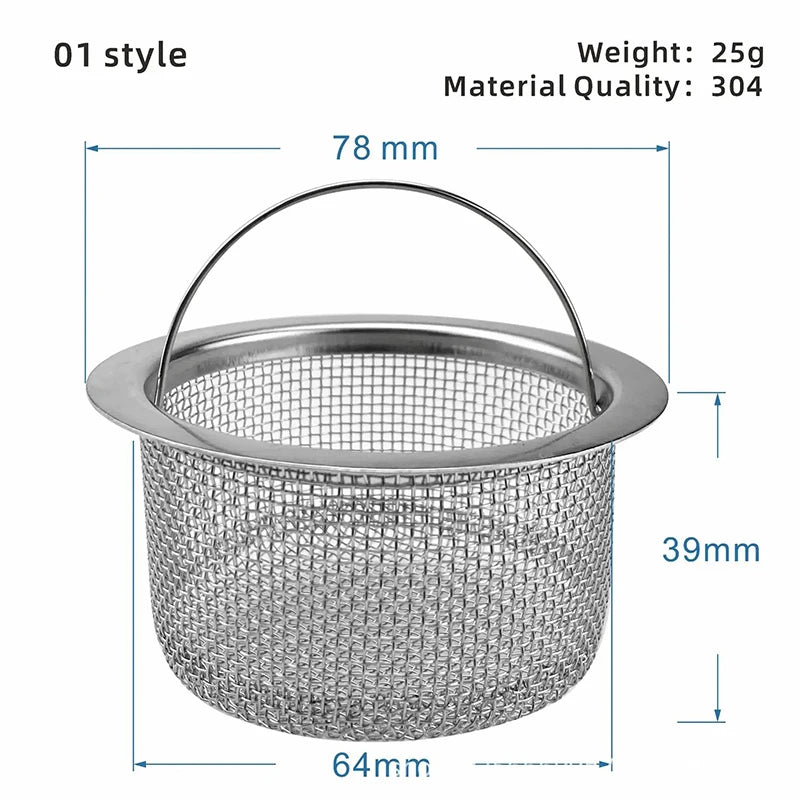 Stainless Steel Sink Strainer | Kitchen Sink Drain Filter | Shower Bathtub Bathroom Floor Drain Mesh Filter