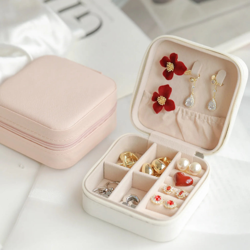 Portable Travel Jewelry Box | Necklace Ring & Earring Organizer Case | Small Jewelry Storage Box