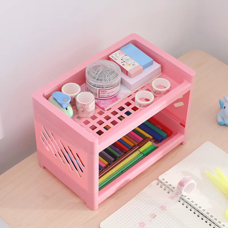Desktop Storage Rack Organizer | Multi-Layer Stationery & Makeup Organizer | Office Desk Storage | Dorm Room Desktop Organizer