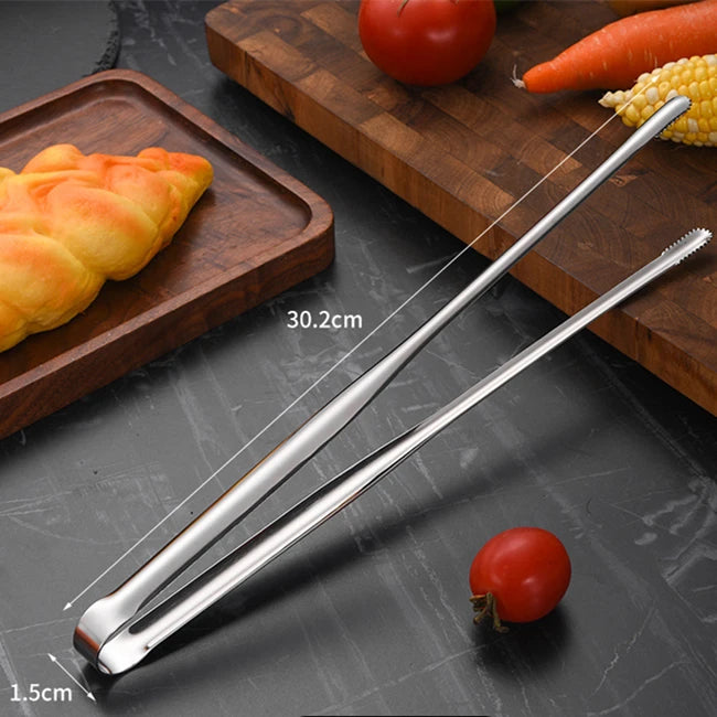 Stainless Steel Kitchen Tongs | Non-Slip BBQ Grill Cooking and Serving Tongs | Long-Handle Cooking Tongs | Food Serving & Grilling Utensil