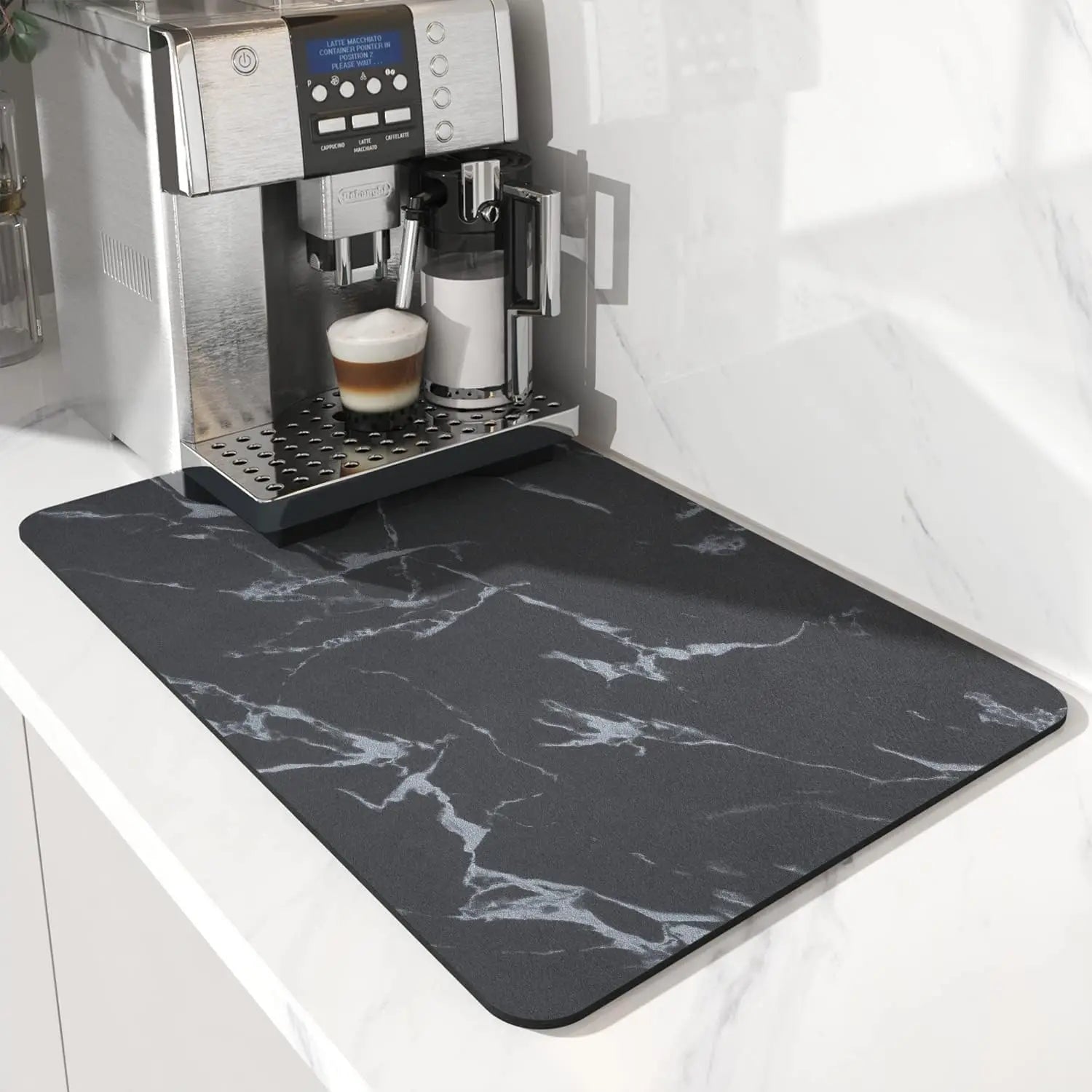 Absorbent CCoffee Machine Mat | Rubber Backed Dish Drying Pad | Kitchen Countertop Drainage Mat