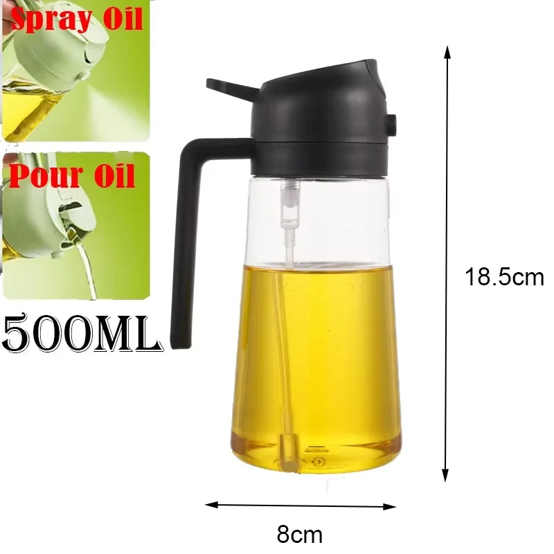 2-in-1 Olive Oil Sprayer & Pourer Bottle | 500ml Refillable Oil Dispenser for Cooking, BBQ & Air Fryer