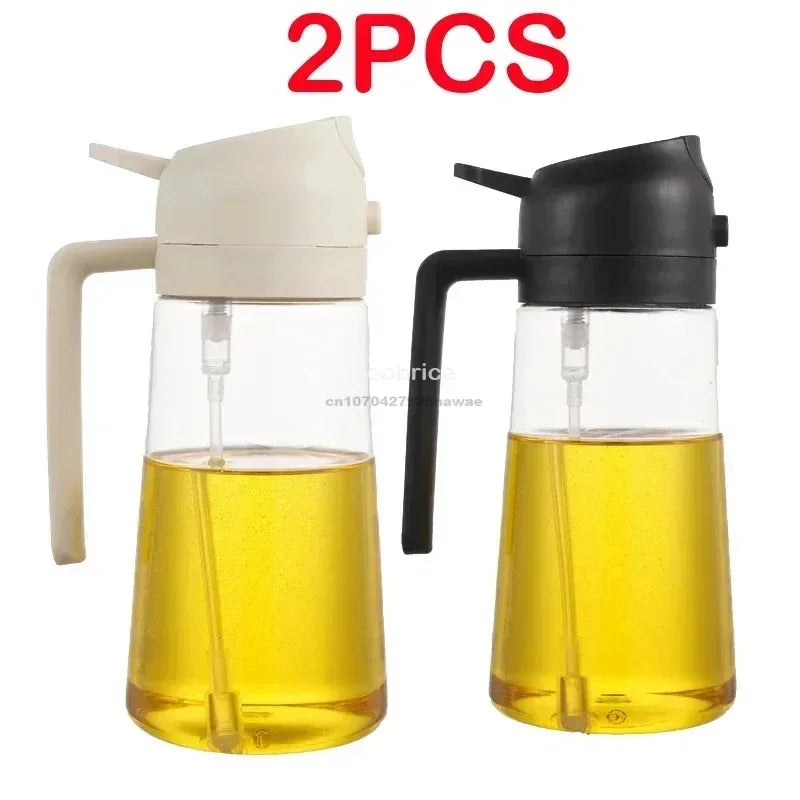 2-in-1 Oil Sprayer & Dispenser Bottle | Refillable Kitchen Oil Spray Bottle | Olive Oil & Cooking Oil Mister for Cooking