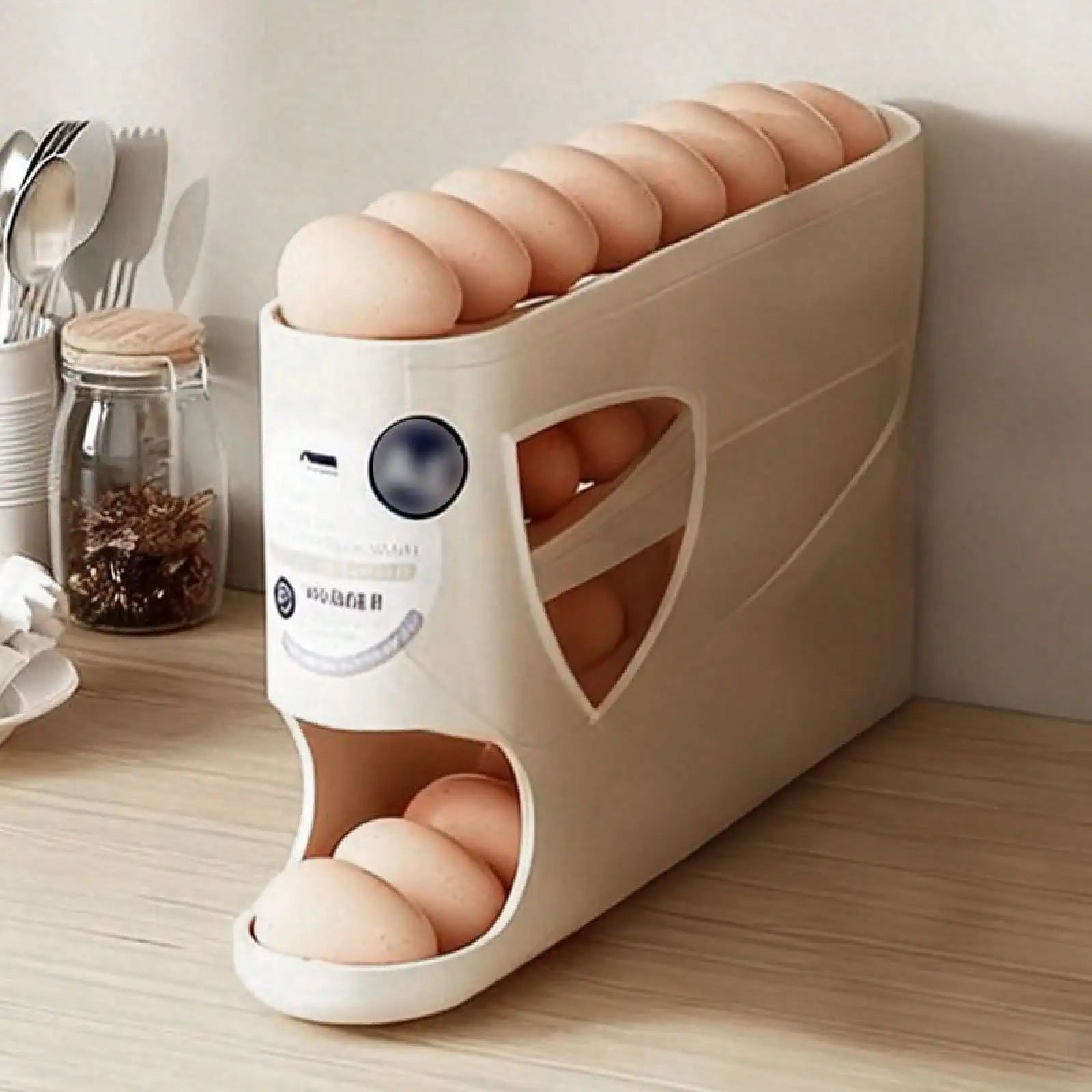 Rolling Egg Holder for Refrigerator | 30-Egg Capacity Automatic Rolling Egg Rack | Fridge & Kitchen Organizer