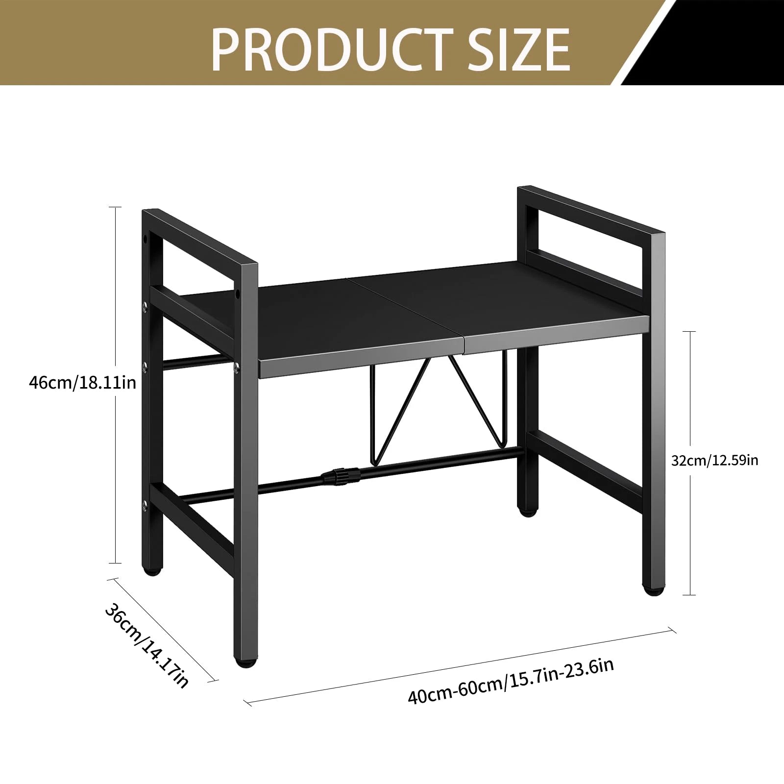 Expandable Microwave Shelf Organizer | Adjustable Kitchen Counter Storage Rack | Rust-Resistant Microwave Stand for Tableware & Kitchen Essentials