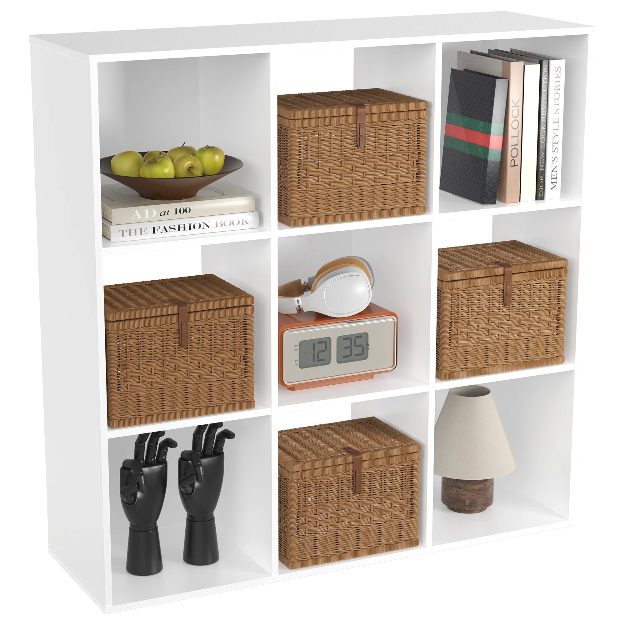 6, 8, or 9-Cube Storage Organizer Bookcase | Wooden Cubby Shelf for Living Room, Home Office & Display Storage