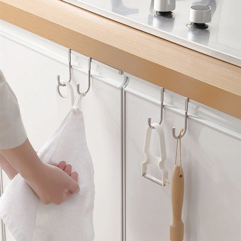 Stainless Steel Double S-Shaped Door Hanger Hooks | Over Door Storage Organizer for Bathroom, Kitchen & Closet | Hooks Only. Towels and Accessories are Not Included