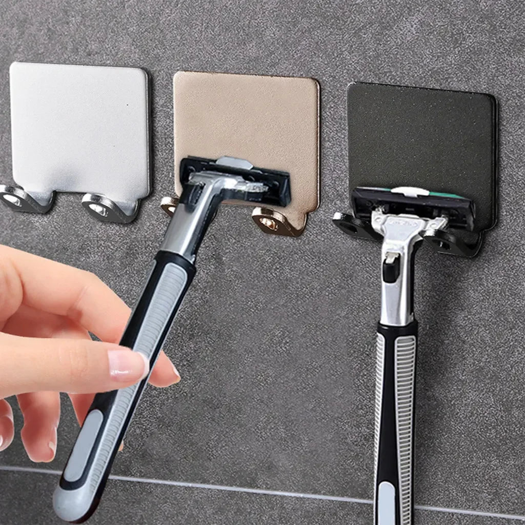 2/4PCS Adhesive Razor Holder Wall Mounted Bathroom For Shower Hook Rack Gillette Shaver Shaving Holder Black Plastic Hook
