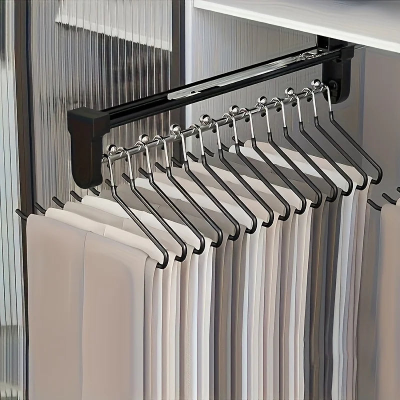 Pull-Out Clothes Hanging Rod | Adjustable Foldable Wardrobe Rail for Closet Organization & Space-Saving Storage