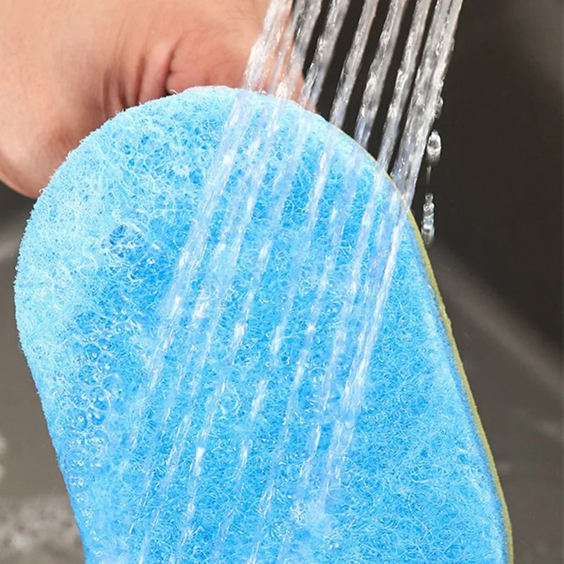 Household Cleaning Brush with Handle | Thick Sponge Scrub Brush for Kitchen & Bathroom | Bathtub Sink Floor & Wall Cleaning Tool | Reusable Scouring Brush