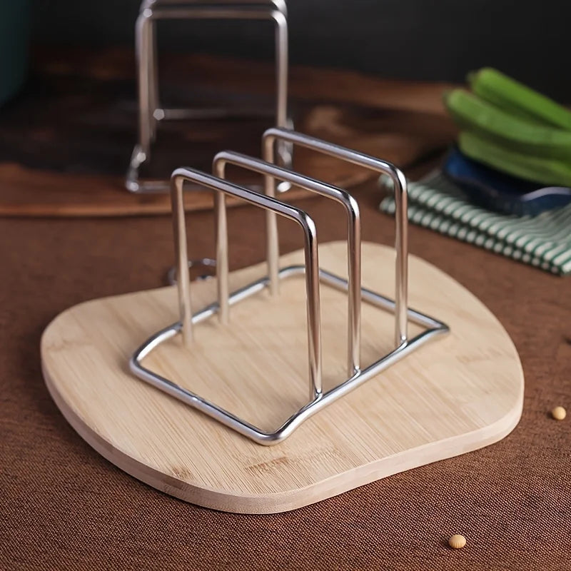 Stainless Steel Pot Lid & Cutting Board Organizer | Heavy-Duty Kitchen Counter Rack | Space-Saving Cookware Storage Holder