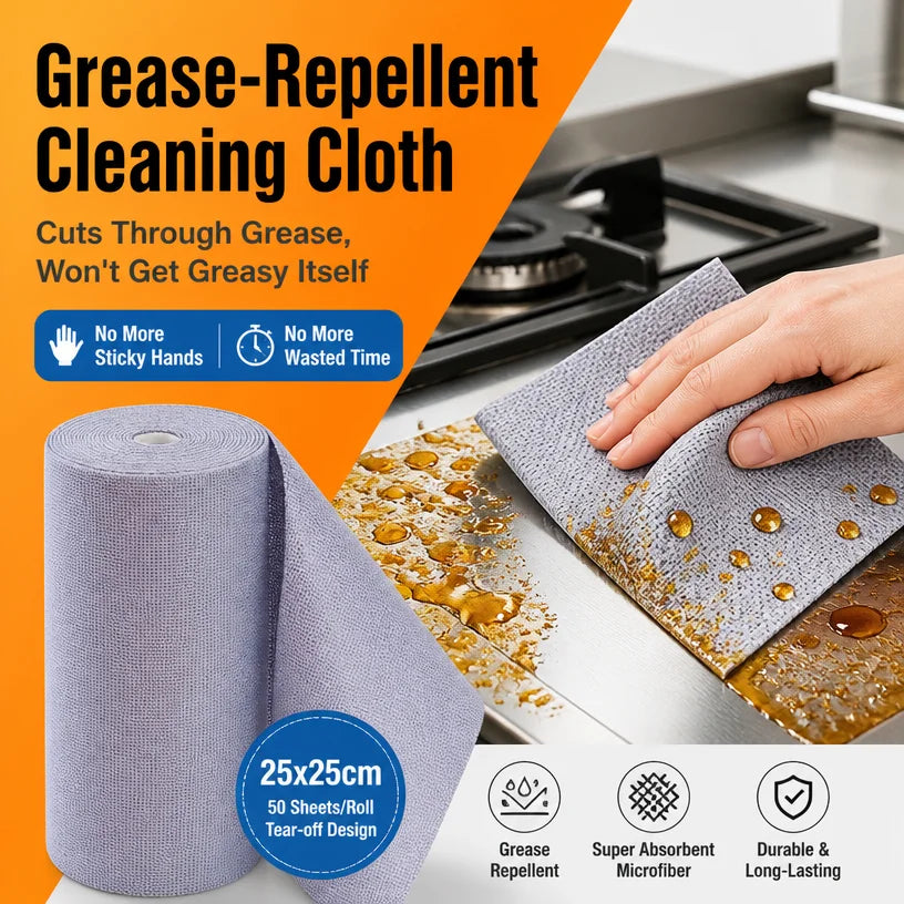 50-Pack Tear-Off Microfiber Cleaning Cloths | Non-Stick Grease-Resistant Kitchen Towels for Counters, Stovetops & Range Hoods