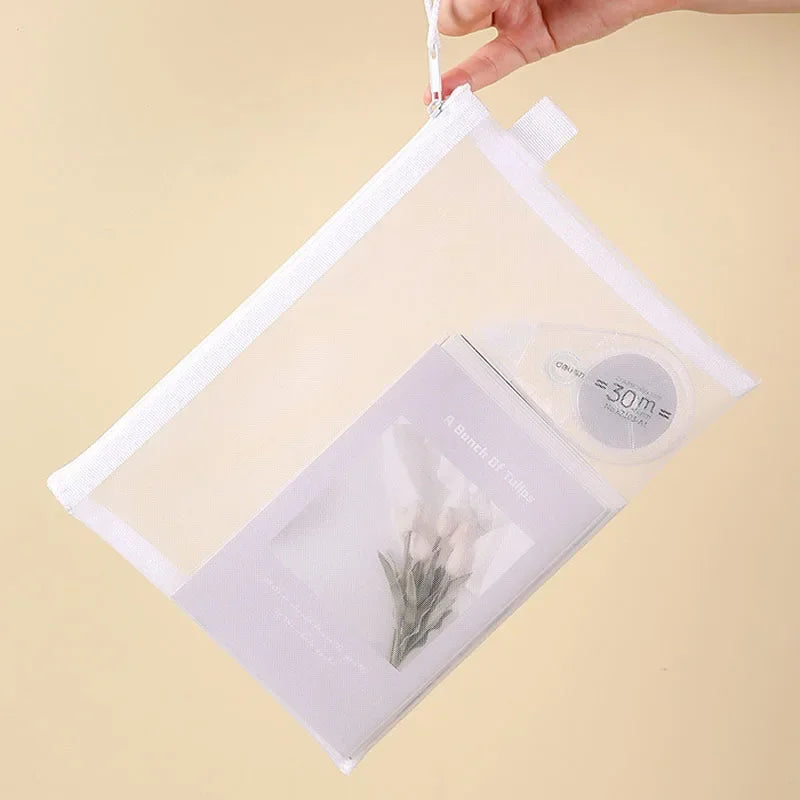 Mesh Zipper Organizer Bags | Transparent Nylon Storage Pouches for Puzzles, Toys, Games & Art Supplies | Home Organization