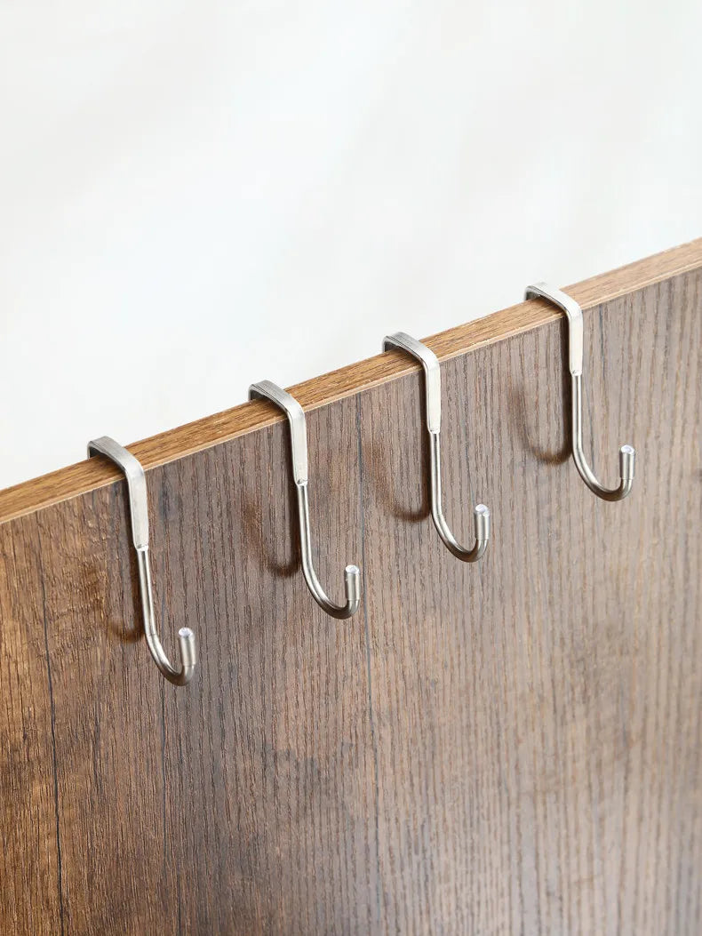 Stainless Steel Double S-Shaped Door Hanger Hooks | Over Door Storage Organizer for Bathroom, Kitchen & Closet | Hooks Only. Towels and Accessories are Not Included
