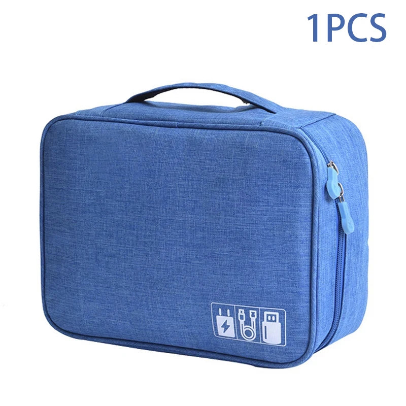Travel Cable Organizer Bag | Waterproof Electronic Accessories Case for Chargers, USB Cables & Tech Storage