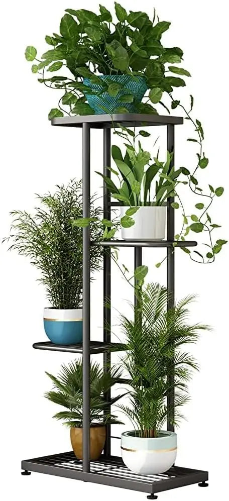 4-Tier Metal Plant Stand | Indoor & Outdoor Corner Plant Shelf for Patio, Balcony, Living Room & Garden