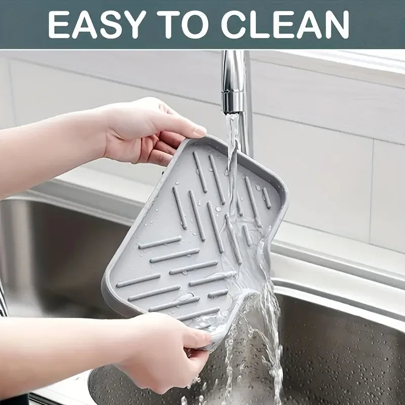 Soap and Sponge Holder | Kitchen and Bathroom Countertop Sink Drying Organizer Mat