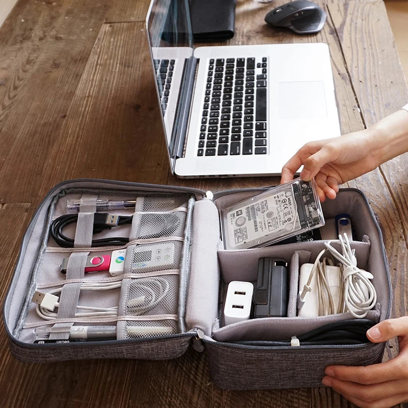 Travel Cable Organizer Bag | Waterproof Electronic Accessories Case for Chargers, USB Cables & Tech Storage