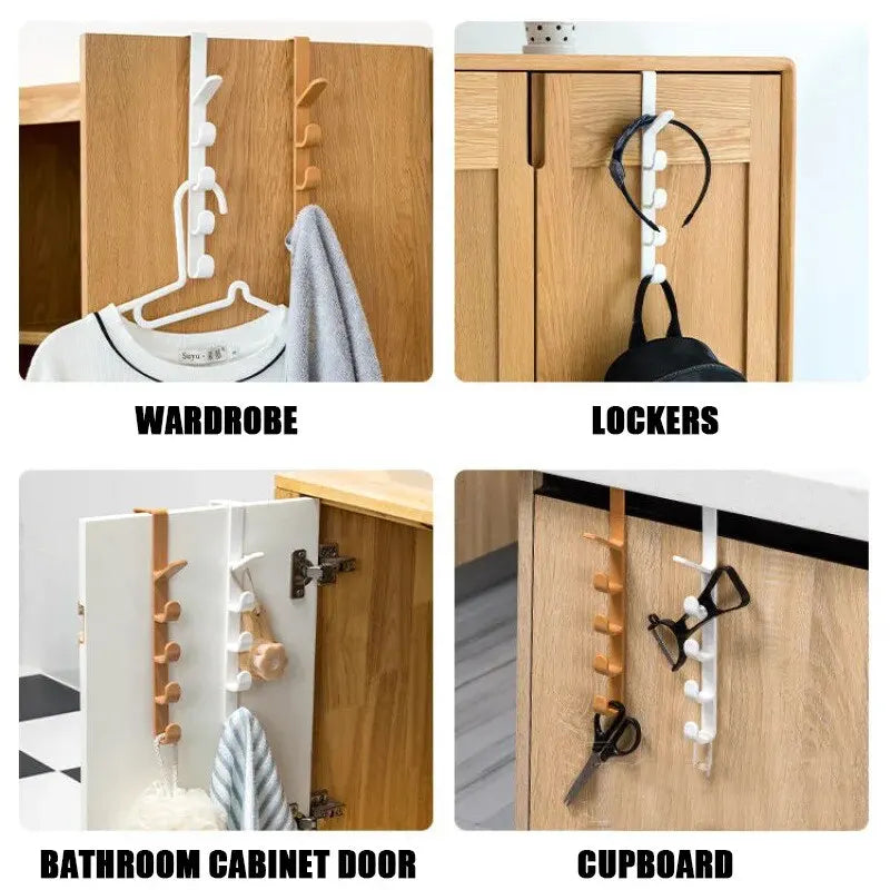 Over The Door Clothes & Purse Hanger | 5-Hook Bedroom Storage Rack | Space Saving Door Organizer for Bags, Hats & Jackets
