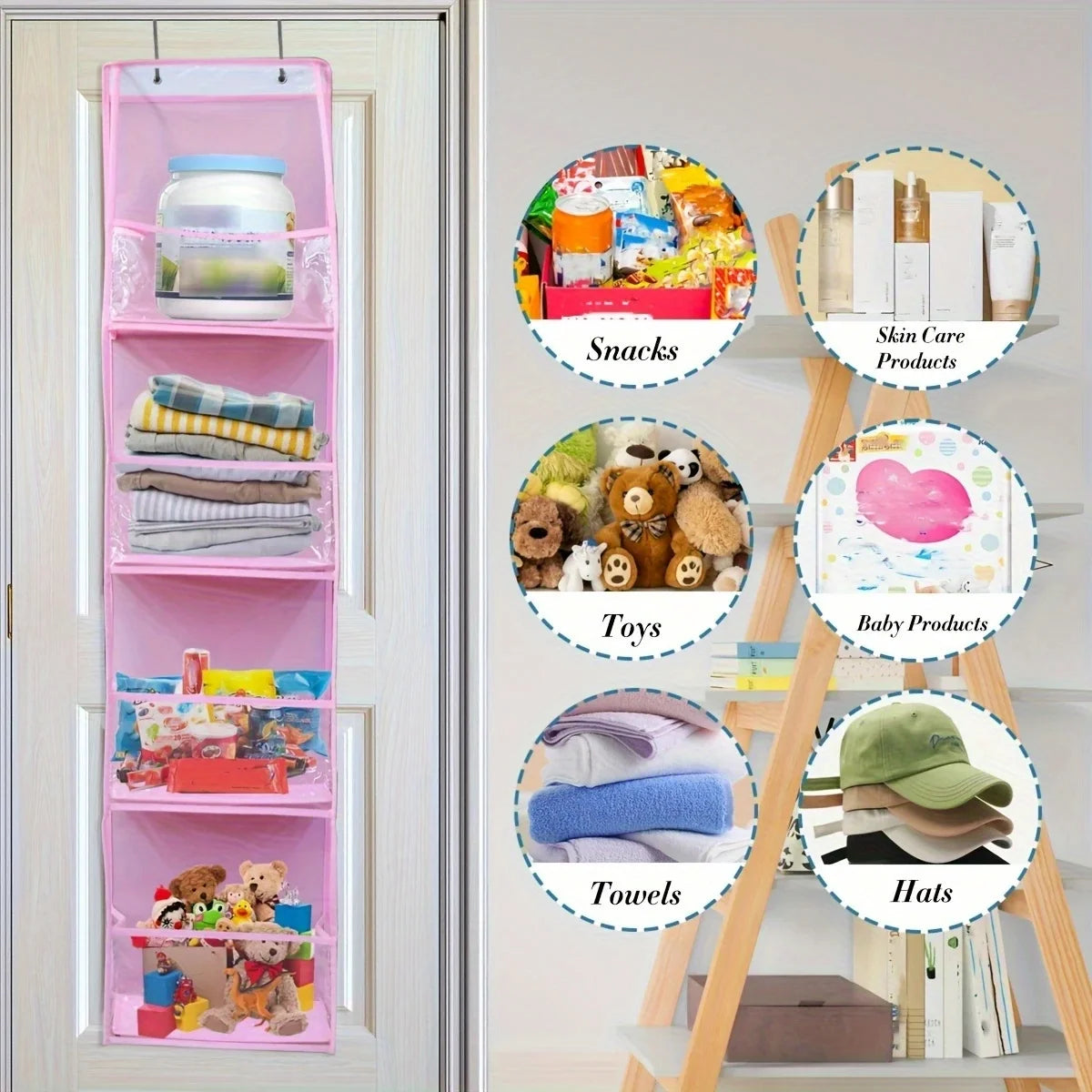 1pc Storage Hanging Bag Behind the Door, Suitable for Storing Cosmetics, Clothes, Hats, Shoes, and Towels in Various Room Types