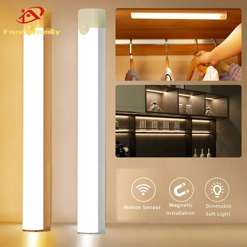 Rechargeable Motion Sensor LED Light Bar | USB Dimmable Under Cabinet Light | Wireless Closet, Stair & Kitchen Lighting