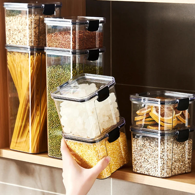 1-5PCS Airtight Food Storage Containers | Moisture-Proof Kitchen Storage Jars | Stackable Pantry Organizer | Clear Plastic Food Storage Containers