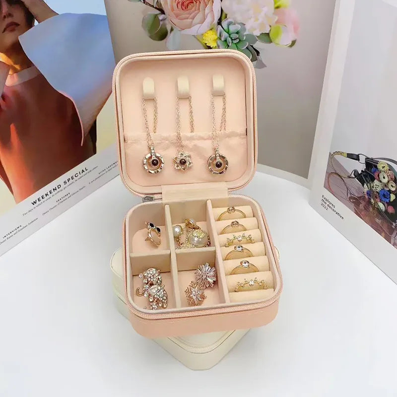 Portable Travel Jewelry Box | Necklace Ring & Earring Organizer Case | Small Jewelry Storage Box