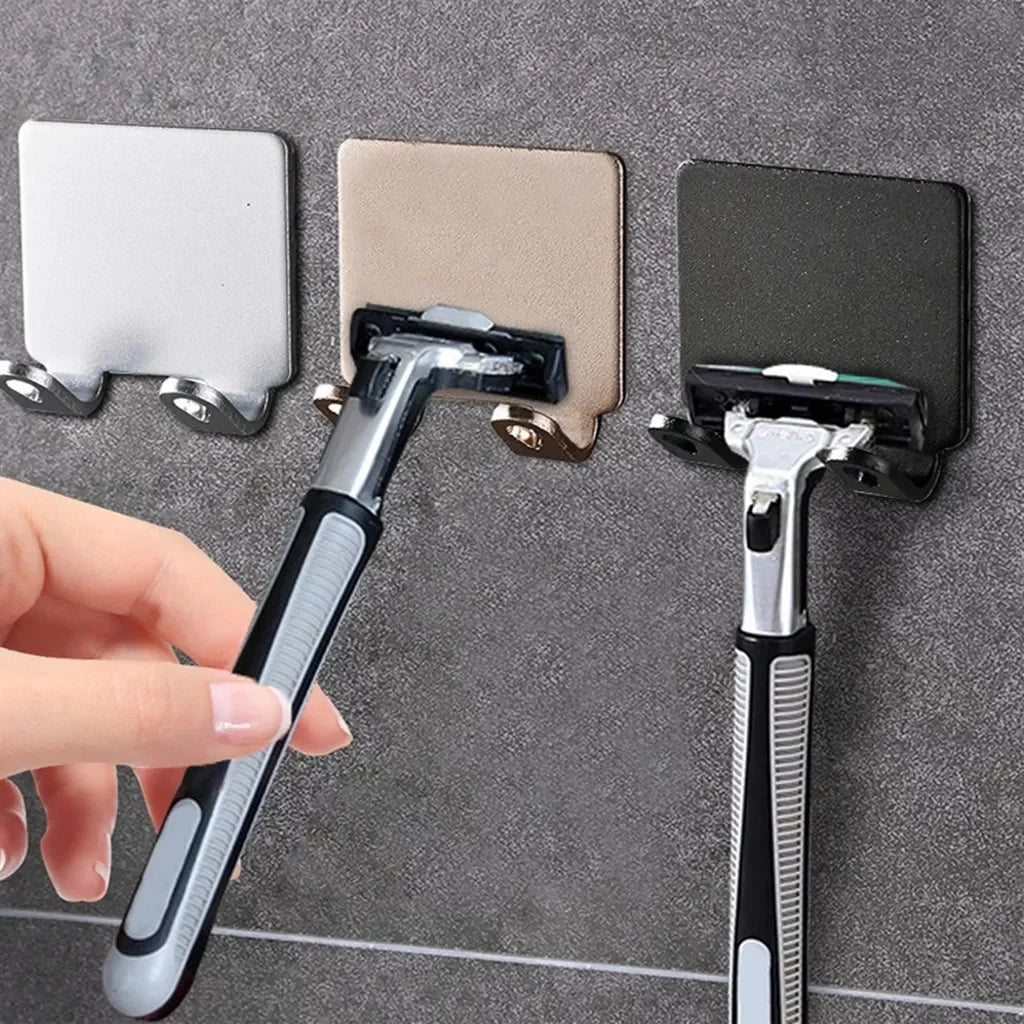 2/4PCS Adhesive Razor Holder Wall Mounted Bathroom For Shower Hook Rack Gillette Shaver Shaving Holder Black Plastic Hook