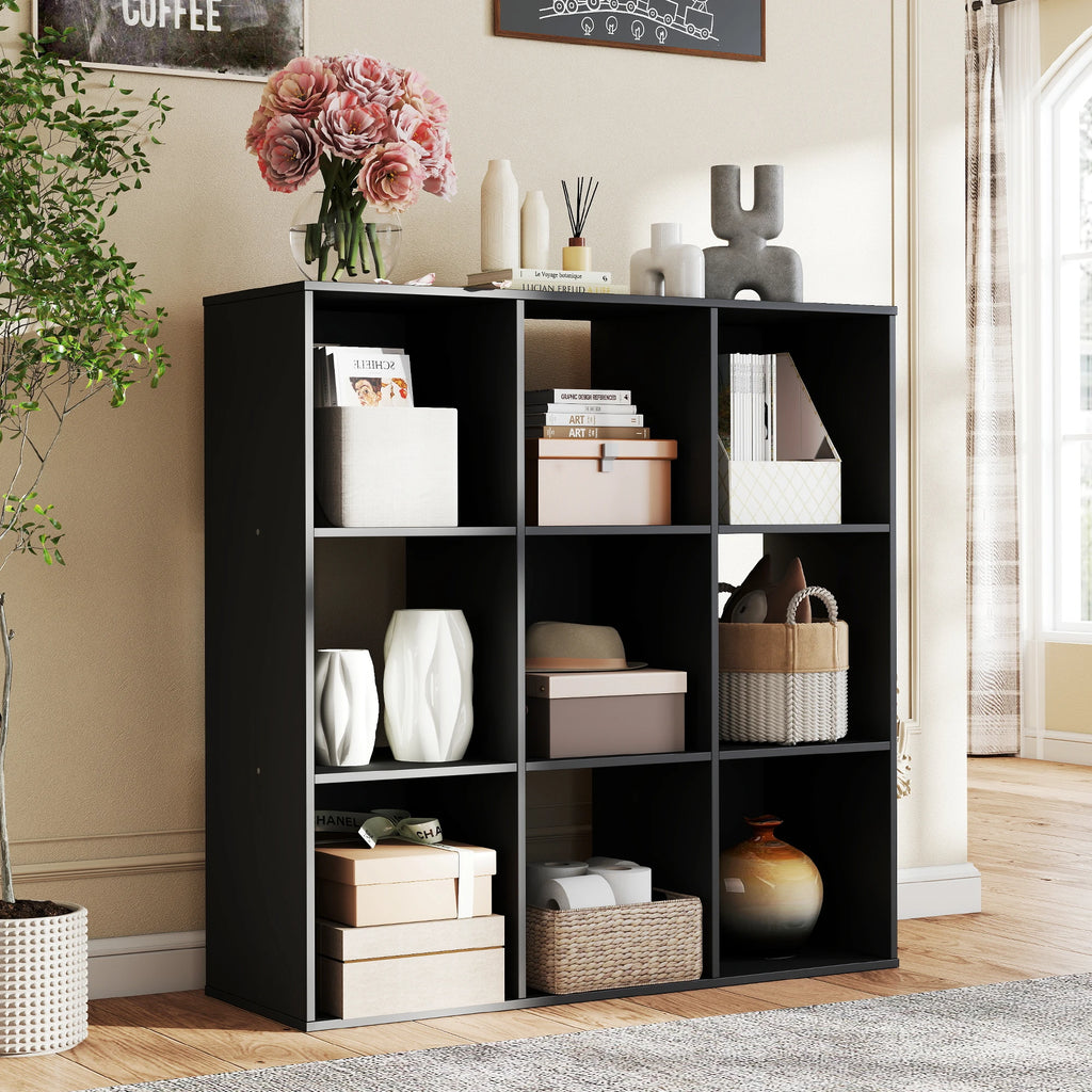6, 8, or 9-Cube Storage Organizer Bookcase | Wooden Cubby Shelf for Living Room, Home Office & Display Storage
