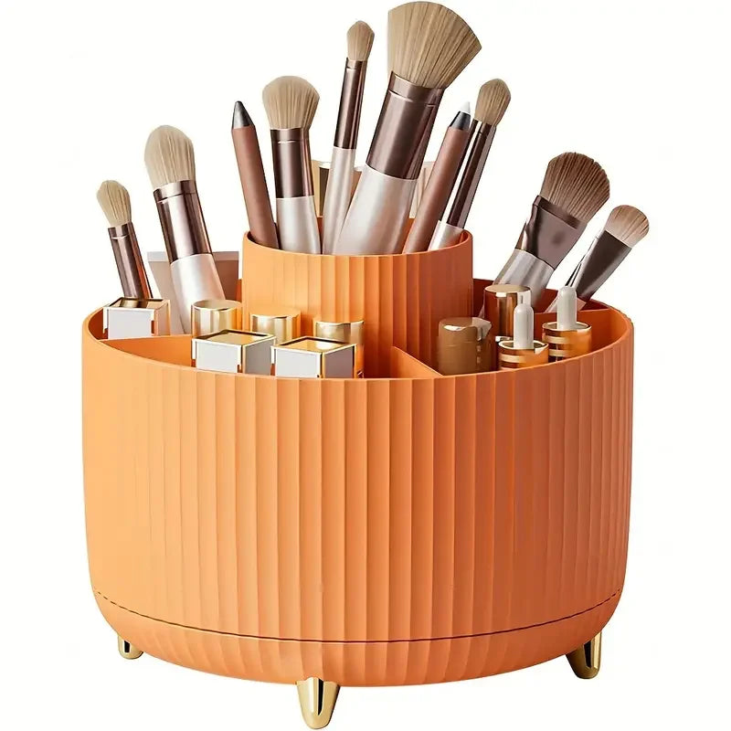 360° Rotating Makeup Organizer | Multi-Compartment Cosmetic Storage Holder | Vanity Organizer for Brushes & Skincare | Makeup, Brushes, and Accessories are NOT Included
