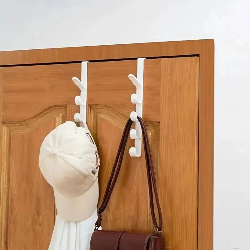 Over The Door Clothes & Purse Hanger | 5-Hook Bedroom Storage Rack | Space Saving Door Organizer for Bags, Hats & Jackets