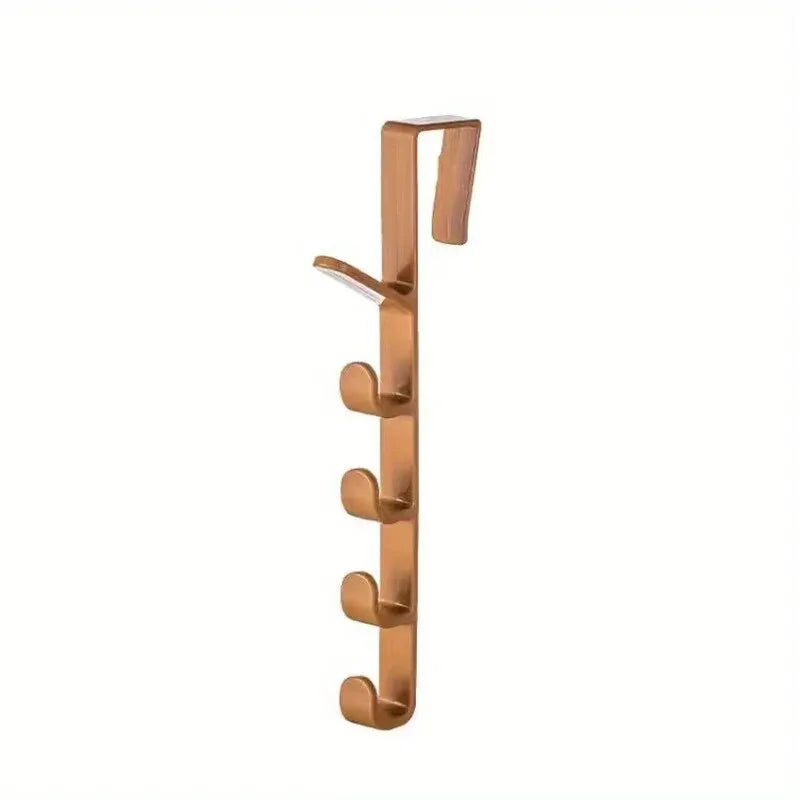 Over The Door Clothes & Purse Hanger | 5-Hook Bedroom Storage Rack | Space Saving Door Organizer for Bags, Hats & Jackets