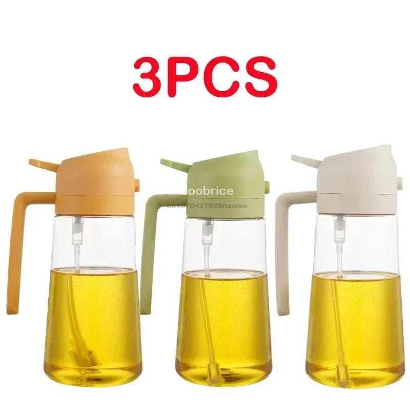 2-in-1 Oil Sprayer & Dispenser Bottle | Refillable Kitchen Oil Spray Bottle | Olive Oil & Cooking Oil Mister for Cooking