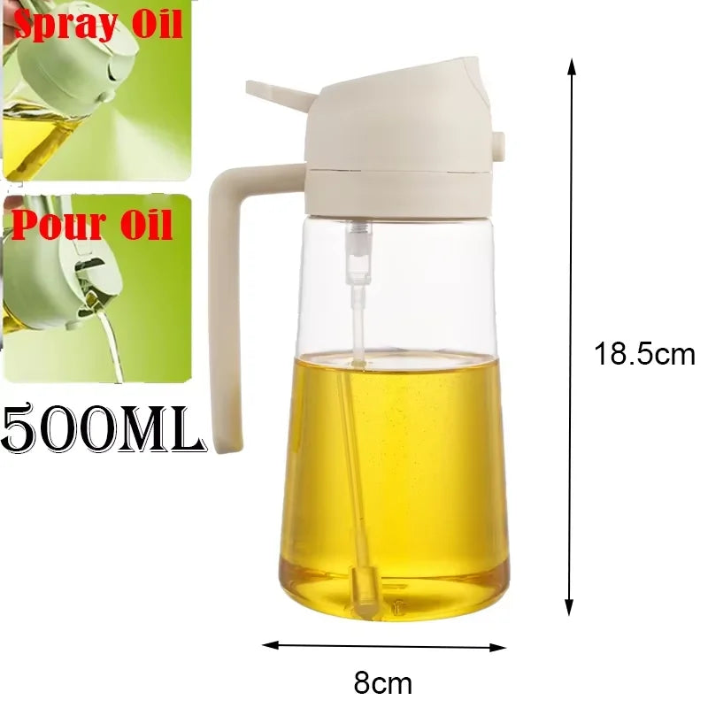 2-in-1 Olive Oil Sprayer & Pourer Bottle | 500ml Refillable Oil Dispenser for Cooking, BBQ & Air Fryer