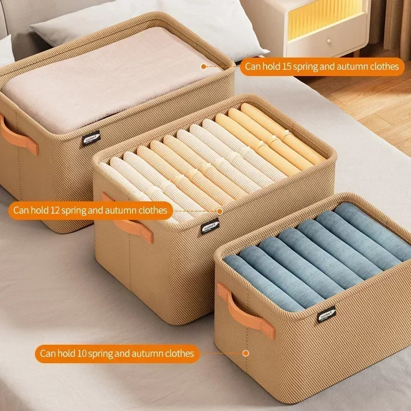 Foldable Clothes Organizer Bin | Wardrobe Storage Box for Clothes, Towels, Blankets, & Closet Organization