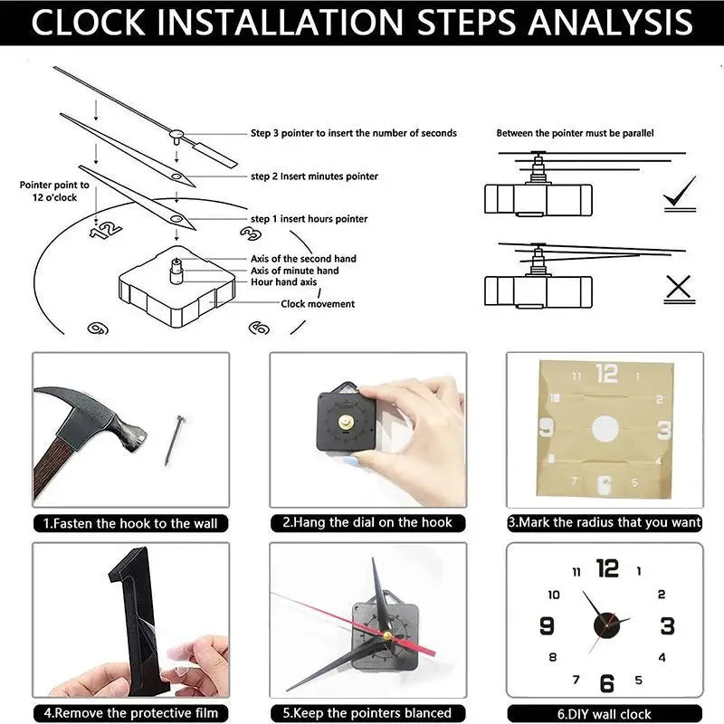 3D Frameless DIY Wall Clock | Large Wall Sticker Clock | Modern Living Room & Office Wall Decor