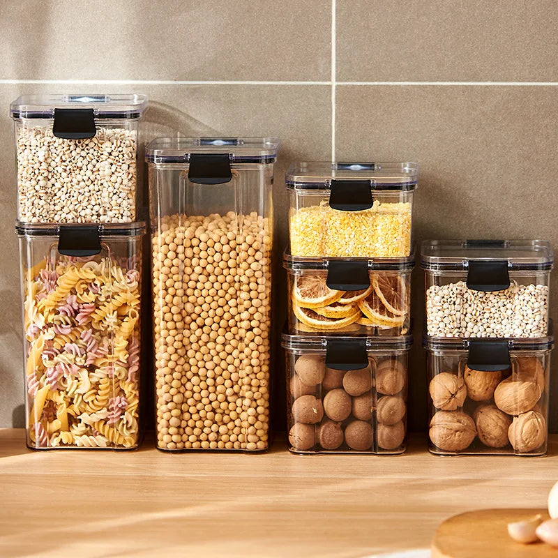 1-5PCS Airtight Food Storage Containers | Moisture-Proof Kitchen Storage Jars | Stackable Pantry Organizer | Clear Plastic Food Storage Containers