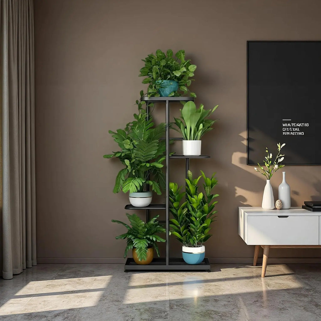 4-Tier Metal Plant Stand | Indoor & Outdoor Corner Plant Shelf for Patio, Balcony, Living Room & Garden