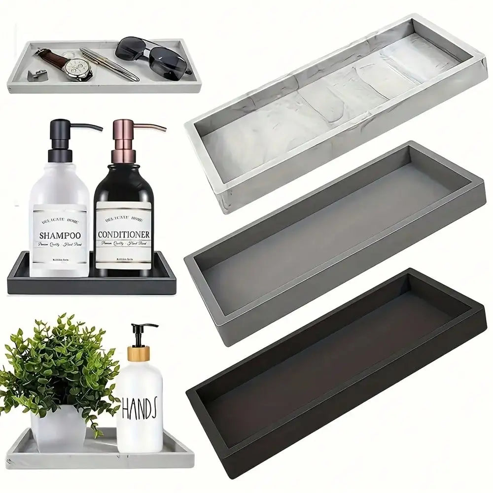 Soft Silicone Bathroom Tray | Decorative Vanity Organizer for Jewelry, Perfume & Skincare | Modern Countertop Storage Tray