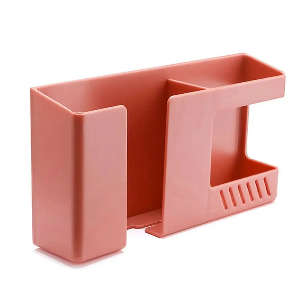 Wall Mounted Remote & Phone Holder | Self-Adhesive Charging Station Organizer | Storage Box for Remote Controls and Phone Charging