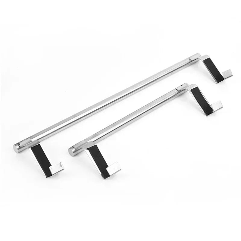 Stainless Steel Over Cabinet Towel Bar | Punch-Free Kitchen & Bathroom Door Towel Holder | Hanging Organizer Rack