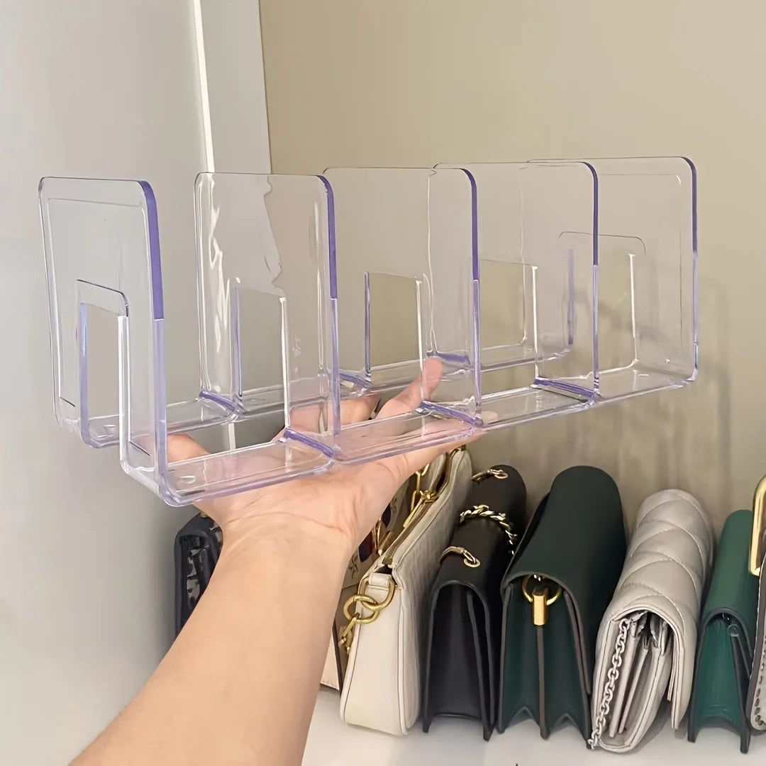 Clear Acrylic Handbag Organizer Set | Purse & Wallet Storage Racks | Space-Saving Closet Organizer for Bags, Books & Accessories