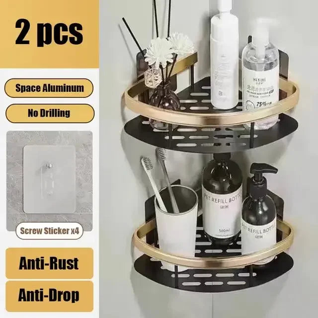 No Drill Bathroom Shelf | Wall Mounted Adhesive Bathroom Organizer for Shower and Wall