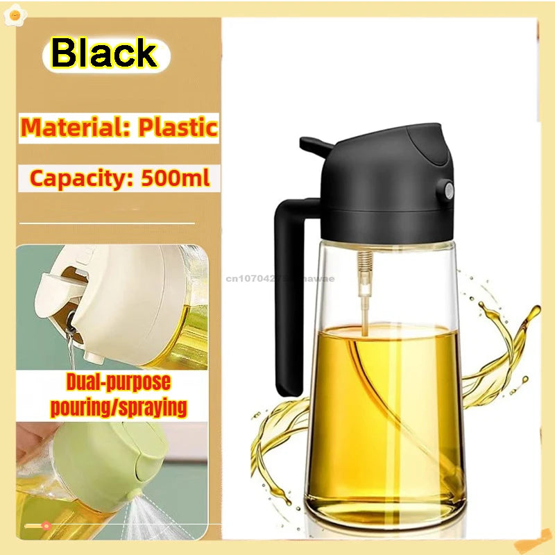 2-in-1 Oil Sprayer & Dispenser Bottle | Refillable Kitchen Oil Spray Bottle | Olive Oil & Cooking Oil Mister for Cooking